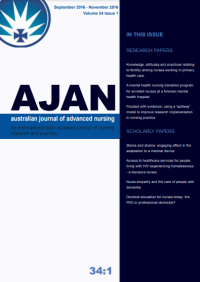 AJAN: Australian Journal of Advanced Nursing Vol. 34 No. 1 Tahun. Sep 2016 - Nov 2016